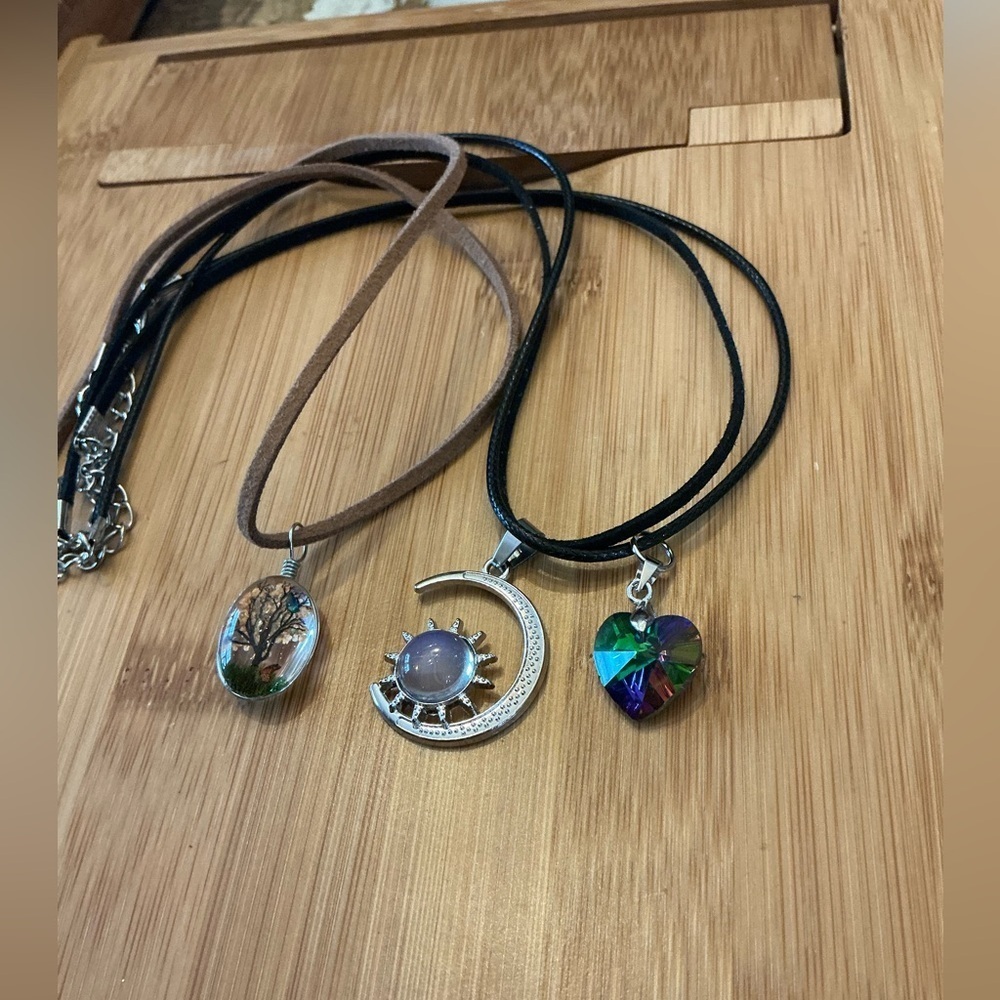 Set of Three Unique Pendant Necklaces, 21”